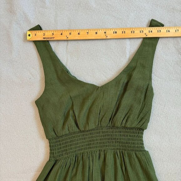 City Studio Olive Green Sleeveless Tiered Tie Back Mini Dress With Smocked Waist - Picture 2 of 10